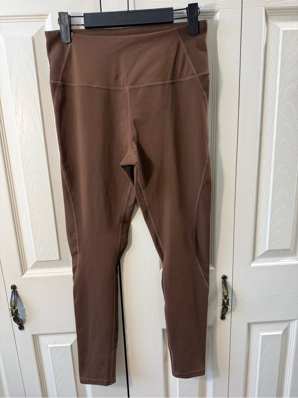 Glyder Tone Up Leggings Espresso Brown Ribbed High Rise Womens Size Medium
